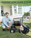 Heavy Duty Garden Hose Reel Cart With Wheels For Outdoor Use 250 Feet Of Five Eighth Inch Hose Capacity Weather Resistant