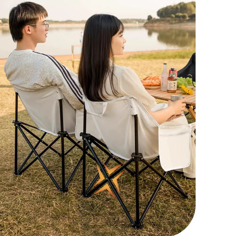Ultralight Folding Camping Chair With 450 Pound Capacity For Outdoor Adventures Beach Or Campground Off White Durable Steel Frame