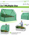Raised Garden Bed With Cover And Greenhouse Kit All In One Galvanized Steel Planter Box For Outdoor Growing Dual Use Design