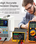 Variable DC Power Supply 30V 5A Benchtop Lab Power Source with 4 digit display and tester in use in lab setup
