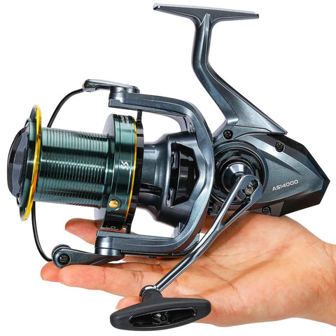 Ultra Smooth Drag Surf Spinning Reel For Big Game Saltwater And Offshore Fishing High Capacity 14000 Series in hand