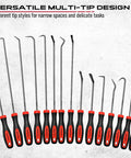 14 Piece Pick And Hook Tool Set with Long and Mini Precision Picks featuring non-slip handles for car repair