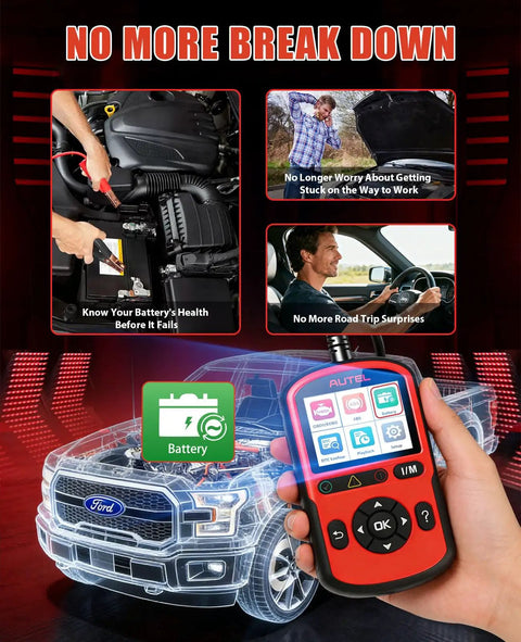 Hand holding OBD2 Scanner AutoLink AL549 All In One Pro Grade Diagnostic Tool with car diagnostic interface display