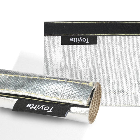 Beefy Aluminized Heat Sleeve Three Quarters Inch By Ten Feet With Hook And Loop Closure Heat Shield Sleeve Detail