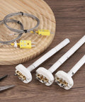 K-type ceramic kiln thermocouple probes, 6-inch white ceramic rods with brass terminal blocks, set of 3