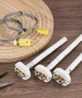 K Type Ceramic Kiln Thermocouple Probe For Muffle Furnace Oven With 3.3 Ft SV Fork Wire displayed on a wooden surface