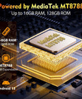 MediaTek MT8788 processor with 16GB RAM and 128GB storage for Hardcore 8 Inch Rugged Tablet, showcasing tech details.