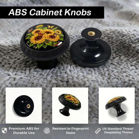 4 Pack Vintage Butterfly Sunflower Cabinet Knobs For Kitchen With Totally Garden Vibe Hardware Featuring Vibrant Yellow Petals