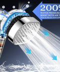 High Pressure Shower Head With Handheld Four Spray Modes Water Filtration Anti Clog Silicone Nozzles For Hard Water Built In Power Wash