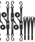 Cam Buckle Tie Down Straps 8Ft 1250Lbs Break Strength 4 Pack With S Hooks for Motorcycle Car Truck Heavy Duty Nylon Straps