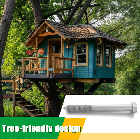 Heavy Duty Treehouse Lag Bolts Set 2 Pack Hot Dip Galvanized Hex Head Screws For Treehouse Brackets Decking And Wood Framing 1.25 By 12 Inch Ideal For Outdoor Treehouse Builds And Rugged Deck Framing Weather Resistant Fastening, treehouse lag bolt