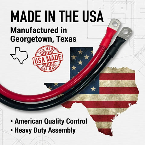 Heavy Duty 4 Gauge Battery Cable Kit with Pre Crimped 5 16 Inch Lugs, 2 Foot OFC Copper Wire for Trucks, Made in USA