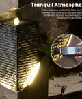 Close-up of 35.4 Inch Tall Indoor Outdoor Dope Waterfall Fountain With LED Lights, highlighting rugged texture and LED glow.