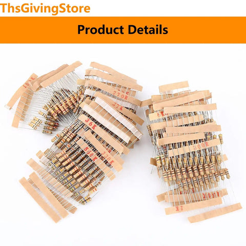 Beast 1000 Piece Carbon Film Resistors Kit With 100 Distinct Values From 1 Ohm To 1 Mega Ohm 5 Percent Tolerance Half Watt Perfect For DIY Projects And Experiments arranged on table