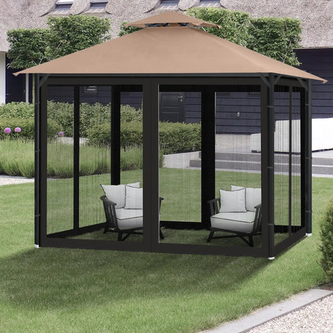 Universal Mosquito Netting For 10x12 Gazebos, 4 Panel Zippered Mesh Curtains on gazebo with seating