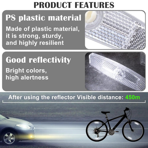 Six Piece Bicycle Spoke Reflectors White Safety Wheel Reflectors Set For Road And Mountain Bikes Night Riding Gear