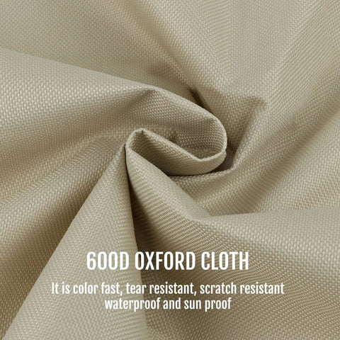 Close-up of 600D Oxford fabric showing texture for Beige 2/3 Seater Swing Seat Cover Replacement Made From 600D Oxford Waterproof Fabric For Outdoor Garden Weatherproof Tear Resistant Scratch Resistant Double Stitching 58.3 By 19.7 By 19.7 Inches.