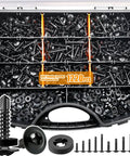 Self Tapping And Self Drilling Screws For Metal Kit In 410 Stainless Steel With Black Oxide Truss Head And Rubber Washer