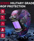 Auto Darkening Welding Helmet With LED Light Solar Powered True Color Lens Top Optical Clarity Four Arc Sensors