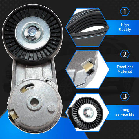 Serpentine Drive Belt Tensioner Kit Replacement For GM Vehicles Including Chevy Cobalt Equinox Orlando HHR Classic Pontiac Saturn