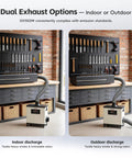Laser Fume Extractor For Enclosed Laser Engravers And 3D Printers, 200W Motor, shown with dual exhaust options