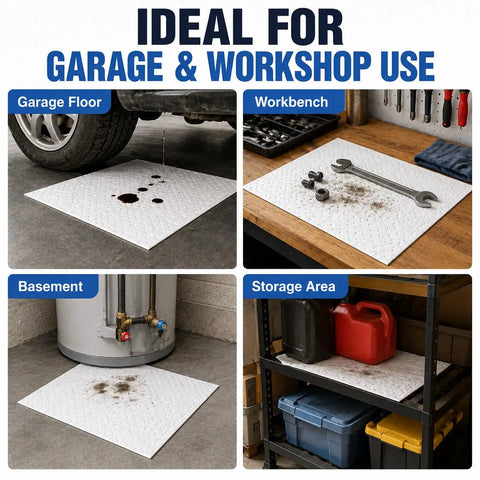 150 Pack Oil Absorbent Pads For Oil Spills And Drips, Polypropylene Oil Only Absorbent Sheets used in garage and workshop