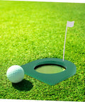 Golf ball near green putting cup with flag from 2 Pack Portable Golf Putting Cup Practice Set With Continuous Ball Return For Indoor Training And Travel