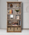 Retro Industrial Bookcase With A Sturdy Iron Frame And MDF Shelves For Living Room displaying books and decor, slick black metal build