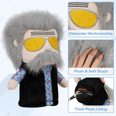 Funny Golf Driver Headcover Inspired By Happy Gilmore For Standard 460cc Drivers, Plush with Embroidery, Snug Fit, Black