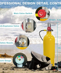 Portable 2L Mini Scuba Tank Kit With Backpack DOT Certified Regulator Aluminum Tank For On The Go Underwater Adventures