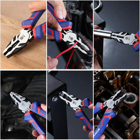 All In One Linesman Pro Screw Extractor Pliers With Non Slip Jaws For Damaged Or Rusted Fasteners Quick Removal 8 Inch Combination Pliers in use.