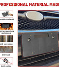 No Drilling Required Front License Plate Bracket For Subaru WRX Forester Crosstrek XV Crosstrek And Impreza Front Bumper With Round Hole Openings Easy Install Includes Screws And Anchors installed on bumper showing durable material.