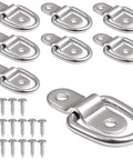 Top Shelf 304 Stainless Steel D Ring Tie Down Anchor Quarter Inch Heavy Duty Truck Haul Gear Cargo Strap Mount 8 Pack with screws.