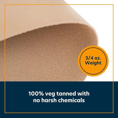 Smooth 12x12 inch Straight Up Quality Veg Tan Cowhide Sheets For Authentic Leather Crafting with 3/4 oz thickness.