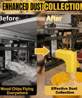 Comparison of dust collection before and after using Table Saw Dust Collector Adapter For DWE7485 With Dual Integrated Hooks