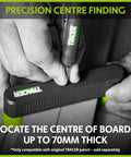 Precision Scribe Block And Center Finder Marking Guide Set For Woodworking Layouts And Joinery Work, locating board centers with pencil.