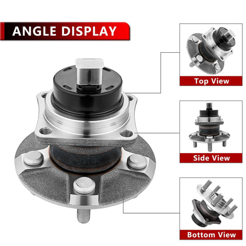 Pair Rear Wheel Hub Bearing Assembly For Toyota Corolla 2003 2008 Prius 2004 2009 Matrix 2003 2008 FWD Pontiac Vibe 2003 2008 FWD Scion tC 2005 2010 FWD With Plug And Play Easy Install And OEM Quality, angle display view.