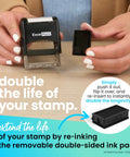 Slick Self Inking Rubber Stamp With Bold Red Ink For Quick Paid Documents And Relaxed Office Vibes That Runs Smooth As Butter And Features A Swap Ready Double Sided Ink Pad Made For Daily Grind Paperwork Without Breaking A Sweat, showing re-inking process.