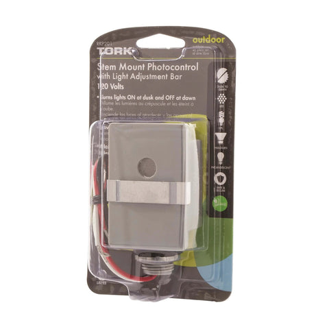 Outdoor 120V Stem Mount Photocontrol with Light Adjustment Bar in packaging