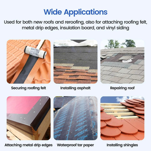 Pro Grade Galvanized Roofing Nails One Quarter Inch Shank Fifteen Degree Coil Fasteners With Solid Round Heads used for securing roofing felt and shingles.