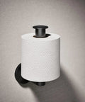 Vertical Toilet Paper Holder Built For Real Life, Premium Metal Build, matte black, easy tissue access, corrosion resistant finish on wall