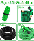 Expandable Garden Hose Repair Kit With Four Dual Channel Connectors And Metal Clamp Quick Fix For Damaged Hoses Save Money And Extend Life Fits Three Quarter Inch Or Five Eighths Inch Garden Hose Fittings Easy DIY Upgrade No Brainer featuring green connectors and rubber hoses in various styles