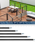 Kickass Black Stainless Steel Handrail For Cable Railing System 6 Foot 6 Inch Length Two Pack Heavy Duty Metal Grip Rail outdoor deck setup