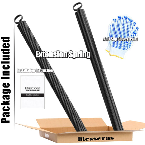 130 Pound Garage Door Extension Spring Replacement Kit, 25 Inch Length, Double Loop Ends, includes gloves and instructions