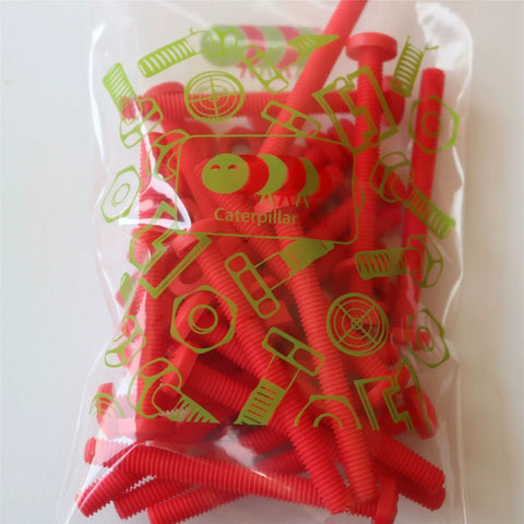 No Sweat 20 Piece Red Polypropylene Fastener Kit M6 X 60mm Phillips Pan Head Bolts With Nuts And Washers in a sealed bag.