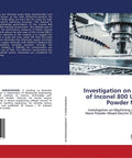 Book cover: Investigation on Machining of Inconel 800 Using Nano Powder Mixed EDM; blue header with machining photo.