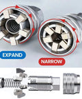 Heavy Hitter Adjustable Universal Socket Wrench showing expansion and narrowing features for attaching to stripped nuts.
