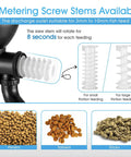 2 metering screw stems for No Sweat Automatic Pond Fish Feeder With LCD Control And Spacious 5.5L Capacity for various fish feed sizes.
