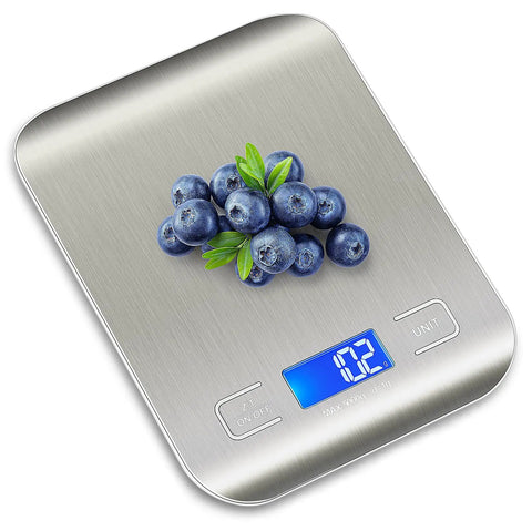 Pro Grade Ultra Precise Kitchen Scale For Cooking And Meal Prep With Easy Unit Conversion In Grams Ounces Milliliters And Kilograms with blueberries