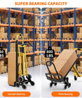 Hella Tough Aluminum Hand Truck And 3 In 1 Convertible Folding Dolly Cart With Stair Climbing Wheels showcasing 450 and 800 lbs capacity.